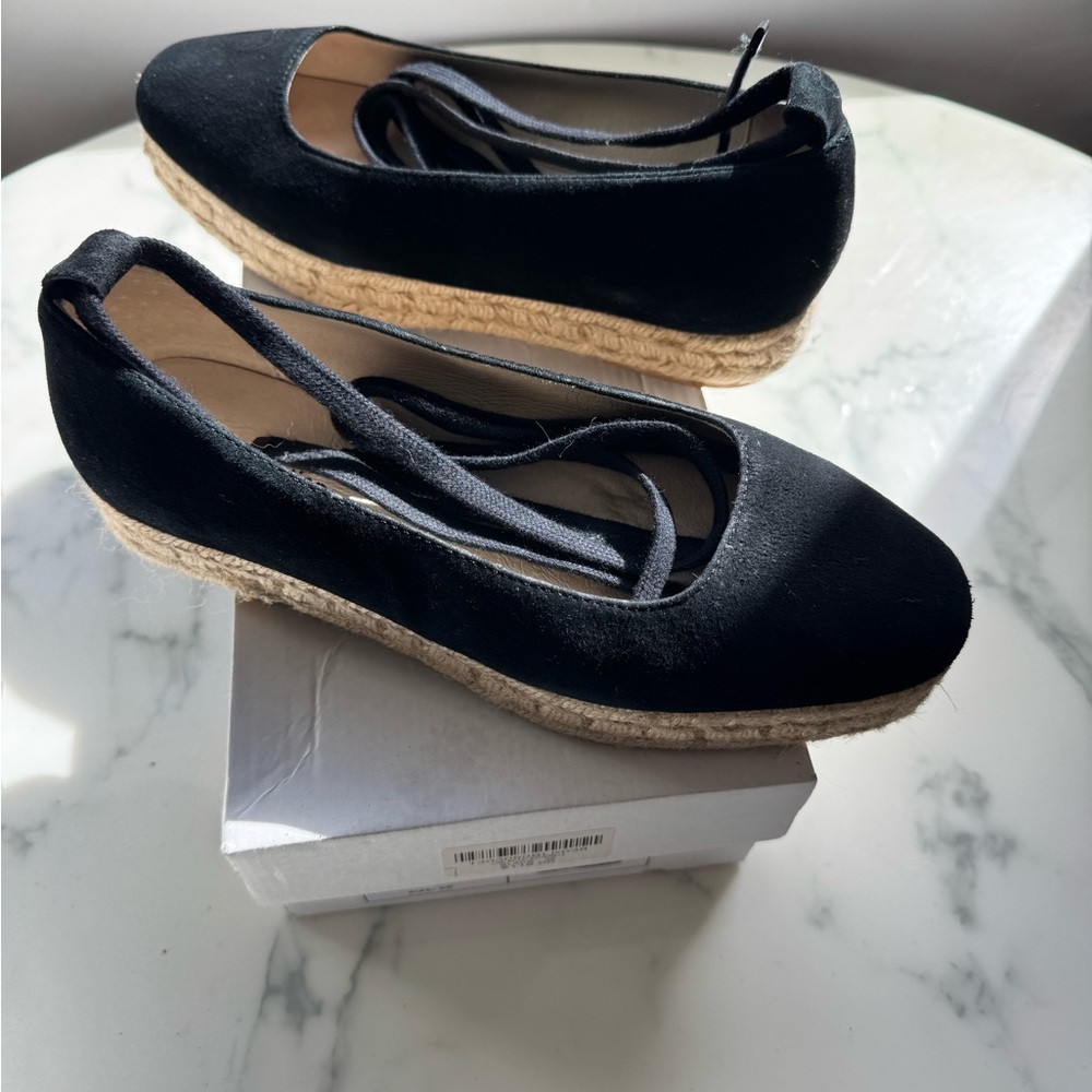Reformation Black Joan Lace-up Espadrilles with Rounded Toe - Picture 4 of 6